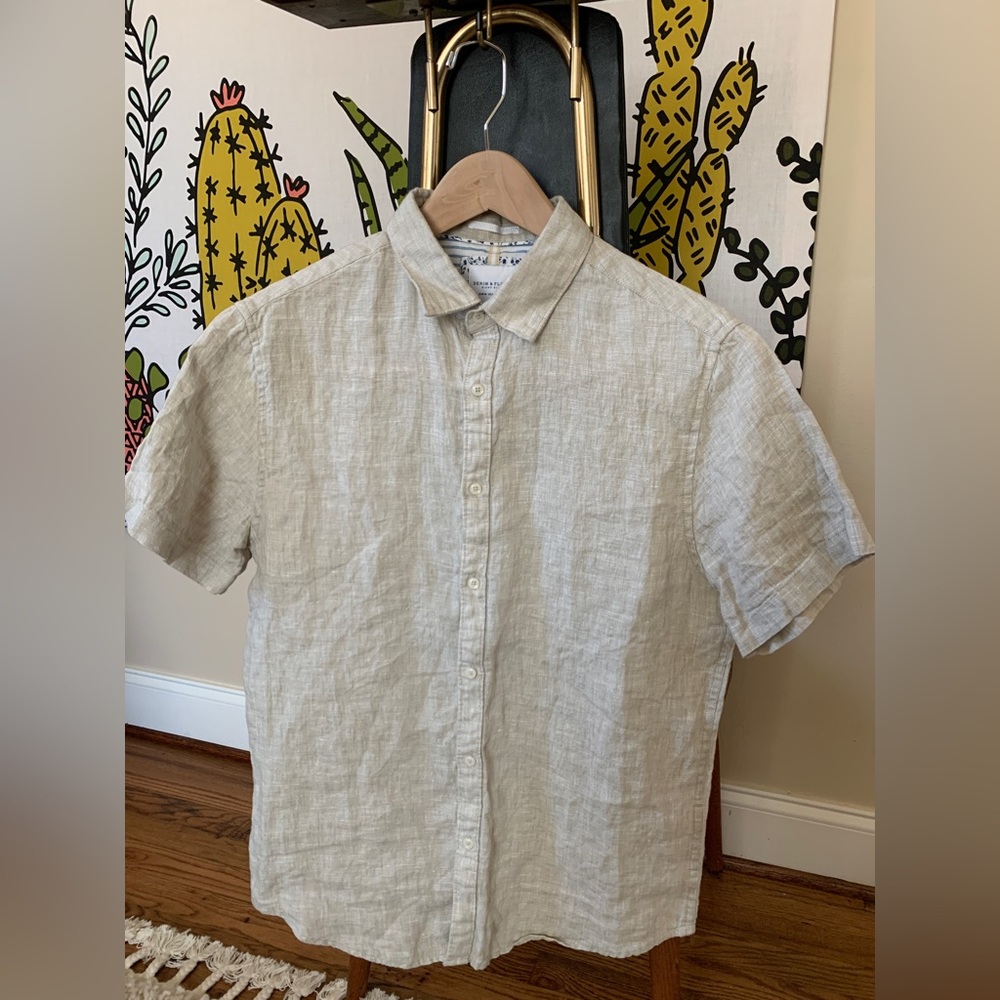 Denim & Flower Button Up Shirt